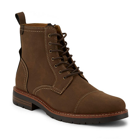 Dockers Mens Rawls Block Heel Lace Up Boots, 12 Medium, Brown