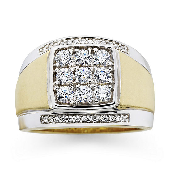 Mens 14K Gold Over Silver Cubic Zirconia Ring