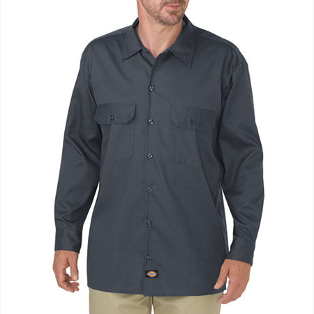 Dickies FLEX Relaxed Fit Long Sleeve Twill Work Shirt, Large, Gray