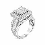 2 CT. T.W. Diamond Side Stone Halo Engagement Ring in 10K or 14K White Gold