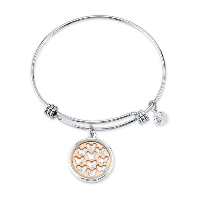 Disney Classics Cubic Zirconia Stainless Steel Mickey Mouse Bangle Bracelet
