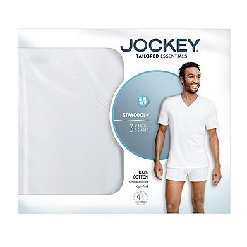 Smitsom bar bibel Jockey Tailored Essentials Mens 3 Pack Short Sleeve V Neck T-Shirt, Color:  White - JCPenney
