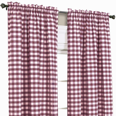 Buffalo Check Rod Pocket Light-Filtering Single Curtain Panel