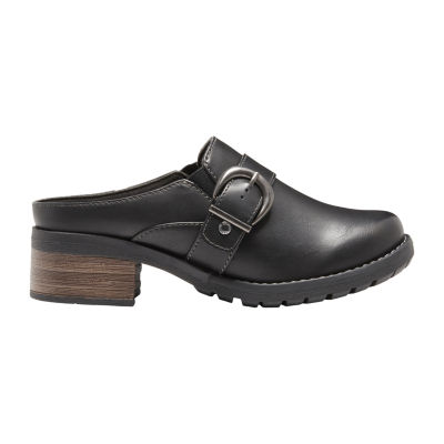 Eastland Women's Erin Mule Clog - Strap & Buckle, Memory Foam Insole, Slip-Resistant, 1 6/8" Heel