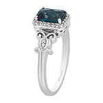 Enchanted Disney Fine Jewelry Womens 1/10 CT. T.W. Genuine Blue Topaz Sterling Silver Cinderella Cocktail Ring