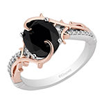 Enchanted Disney Fine Jewelry Villains Womens 1/10 CT. T.W. Genuine Black Onyx 14K Rose Gold Over Silver Maleficent Sleeping Beauty Cocktail Ring