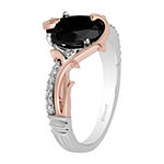 Enchanted Disney Fine Jewelry Villains Womens 1/10 CT. T.W. Genuine Black Onyx 14K Rose Gold Over Silver Maleficent Sleeping Beauty Cocktail Ring