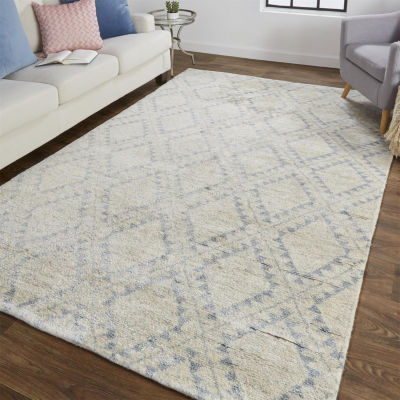 Weave And Wander Bahar Geometric Hand Knotted Indoor Rectangle Area Rug