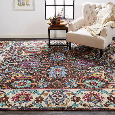 Weave And Wander Bashyr Floral Hand Knotted Indoor Rectangle Area Rug