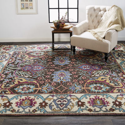 Weave And Wander Bashyr Floral Hand Knotted Indoor Rectangle Area Rug