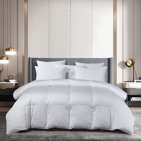 Beautyrest Sateen Cotton European White Goose Down Comforter - All Seasons, One Size, White