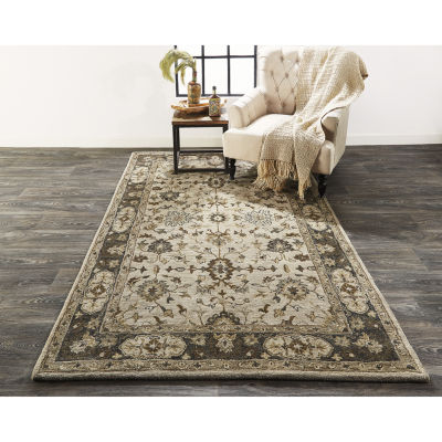 Weave And Wander Botticino Floral Hand Tufted Washable Indoor Rectangle Area Rug