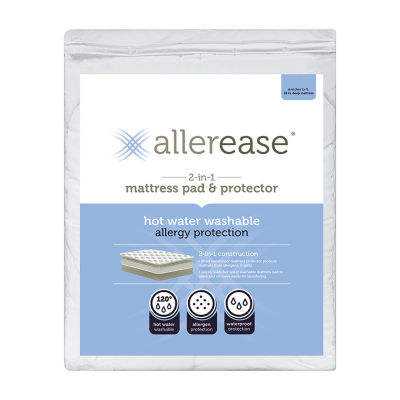 Allerease 2-in-1 Hot Water Washable Waterproof Mattress Pad