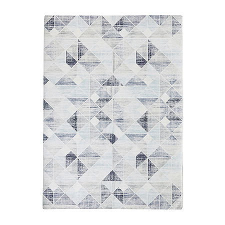 Linery Cordoba Modern Diamond Washable Skid Resistant 5'X7' Indoor Rectangular Area Rug, One Size, Gray