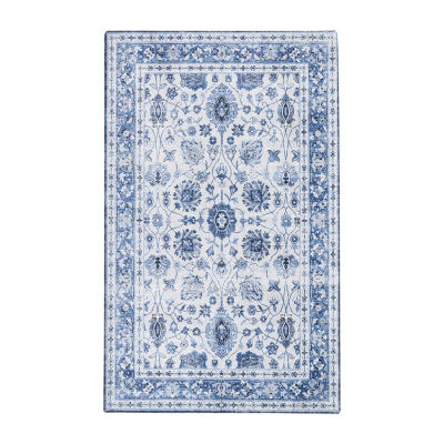 Linery Matra Traditional Floral Washable Skid Resistant Indoor Rectangular Accent Rug