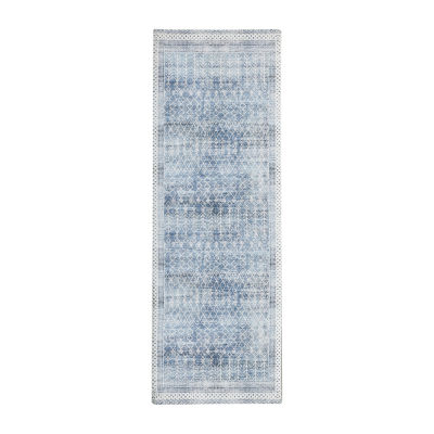 Linery Neve Distressed Tribal Washable Skid Resistant 28X7' Indoor Rectangular Accent Runner