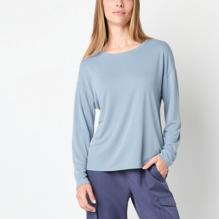 Stylus Womens Crew Neck Long Sleeve T-Shirt, Small, Blue