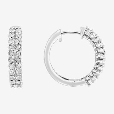 Effy Final Call 1/4 CT. T.W. Natural White Diamond Sterling Silver 19.9mm Hoop Earrings