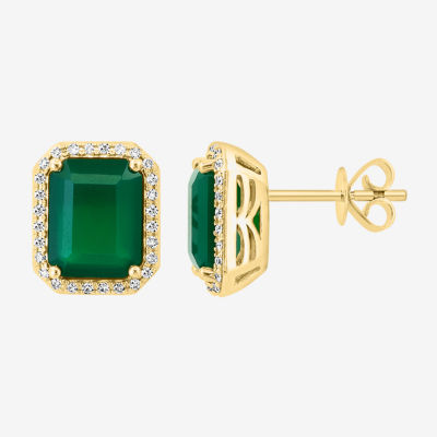 Effy Final Call 1/5 CT. T.W. Genuine Green Onyx 14K Gold 11.6mm Stud Earrings