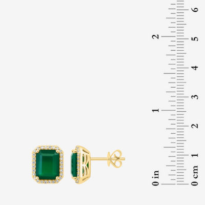 Effy Final Call 1/5 CT. T.W. Genuine Green Onyx 14K Gold 11.6mm Stud Earrings