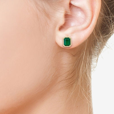 Effy Final Call 1/5 CT. T.W. Genuine Green Onyx 14K Gold 11.6mm Stud Earrings