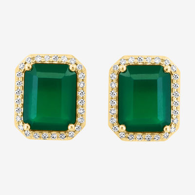 Effy Final Call 1/5 CT. T.W. Genuine Green Onyx 14K Gold 11.6mm Stud Earrings