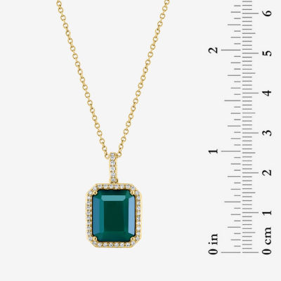 Effy Final Call Womens 1/7 CT. T.W. Genuine Green Onyx 14K Gold Pendant Necklace