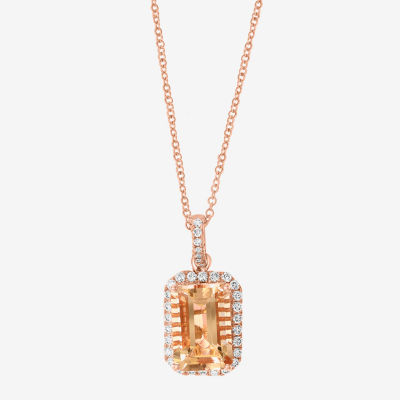 Effy Final Call Womens 1/3 CT. T.W. Genuine Pink Morganite 14K Rose Gold Pendant Necklace