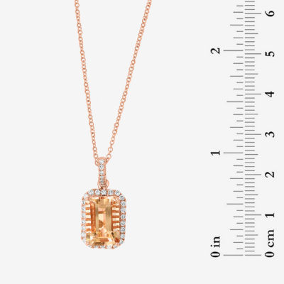 Effy Final Call Womens 1/3 CT. T.W. Genuine Pink Morganite 14K Rose Gold 16 Inch Pendant Necklace