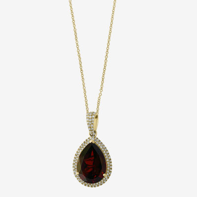 Effy Final Call Womens 1/3 CT. T.W. Genuine Red Garnet 14K Gold Pear Pendant Necklace