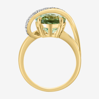 Effy Final Call Womens 1/7 CT. T.W. Genuine Green Amethyst 14K Gold Oval Cocktail Ring