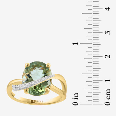 Effy Final Call Womens 1/7 CT. T.W. Genuine Green Amethyst 14K Gold Oval Cocktail Ring