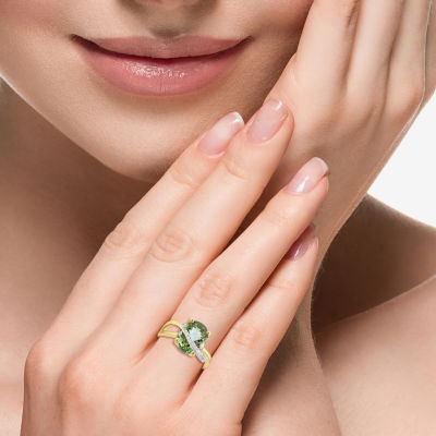 Effy Final Call Womens 1/7 CT. T.W. Genuine Green Amethyst 14K Gold Oval Cocktail Ring