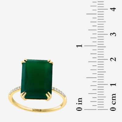 Effy Final Call Womens Diamond Accent Genuine Green Onyx 14K Gold Cocktail Ring