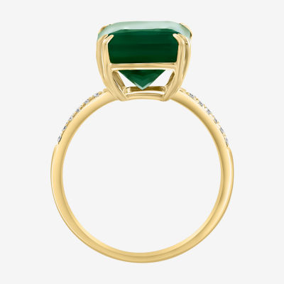 Effy Final Call Womens Diamond Accent Genuine Green Onyx 14K Gold Cocktail Ring