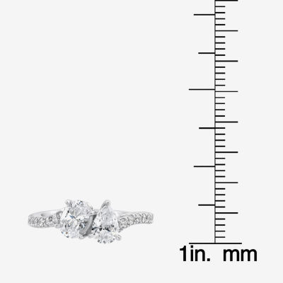 (G-H / Si2) 1 1/2 CT. T.W. Lab Grown White Diamond 10K White Gold Oval Pear Band