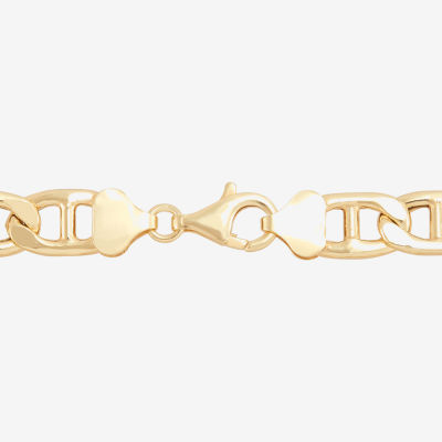 18K Gold Over Silver 9 Inch Semisolid Mariner Chain Bracelet