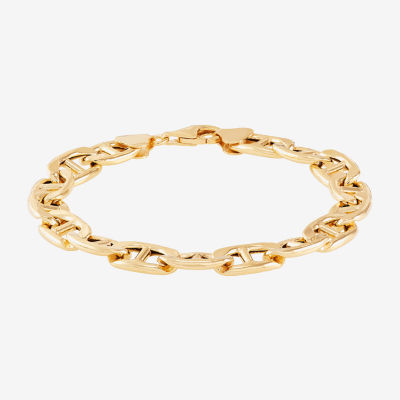 18K Gold Over Silver 9 Inch Semisolid Mariner Chain Bracelet