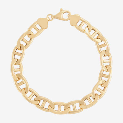 18K Gold Over Silver 9 Inch Semisolid Mariner Chain Bracelet