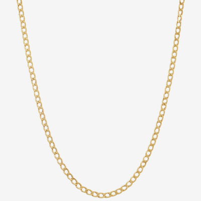 14K Gold 16 Inch Hollow Curb Chain Necklace