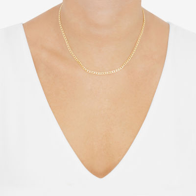 14K Gold 16 Inch Hollow Curb Chain Necklace