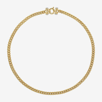 14K Two Tone Gold 18 Inch Solid Curb Chain Necklace