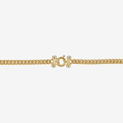 14K Two Tone Gold 18 Inch Solid Curb Chain Necklace