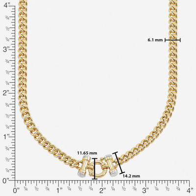 14K Two Tone Gold 18 Inch Solid Curb Chain Necklace