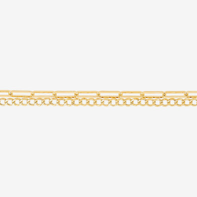 10K Gold 10 Inch Solid Paperclip Ankle Bracelet