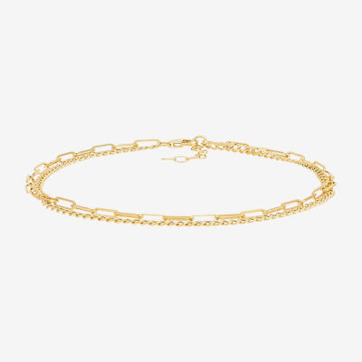 10K Gold 10 Inch Solid Paperclip Ankle Bracelet