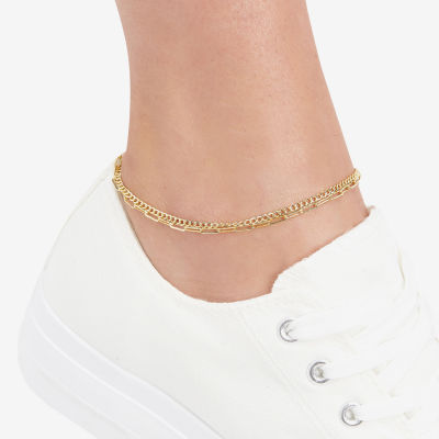 10K Gold 10 Inch Solid Paperclip Ankle Bracelet