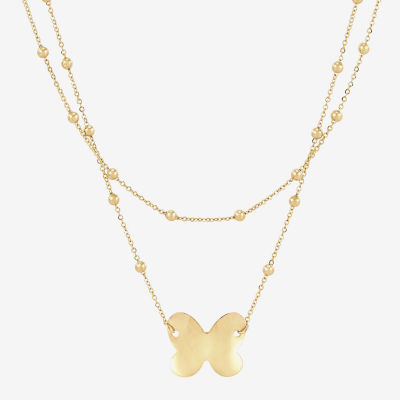 Womens 10K Gold Butterfly Pendant Necklace