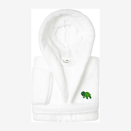 Linum Home Textiles Plush Turtle Little & Big Girls Long Sleeve Bathrobe, Small, White