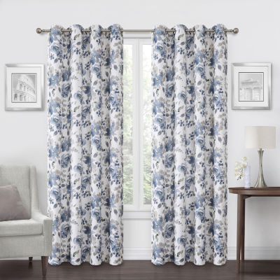 Regal Home Ayden Floral Energy Saving Blackout Grommet Top Single Curtain Panel